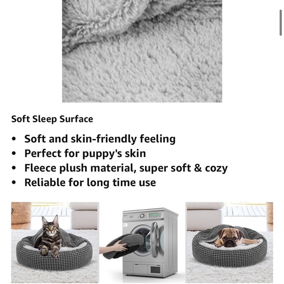 Pet Bed w/Attached Hood for Small Dogs or Cats, Soft Plush Cozy. New in package - Picture 7 of 9